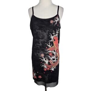 Rare Yellowman YMX 2000s Whimsigoth Slip Dress Grunge Tattoo Dragon Women Large